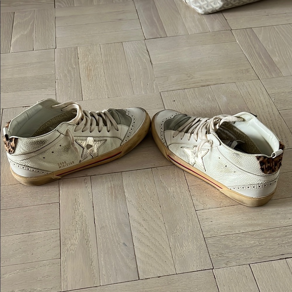 Golden Goose Cream Vintage High-Top Sneakers